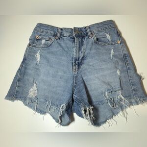 BDG Light Blue Distressed Jean Shorts